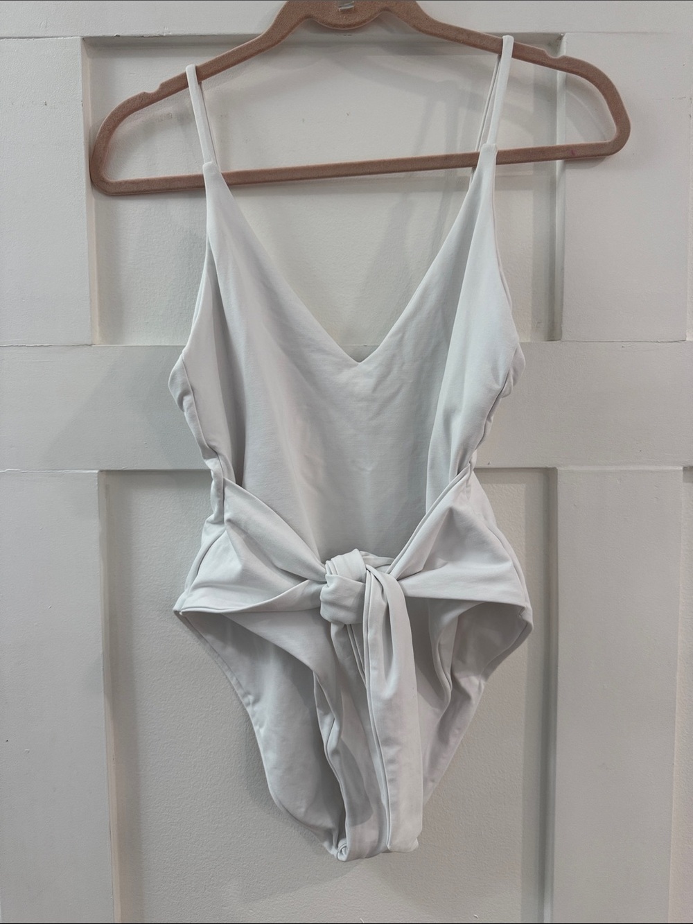 White Tie-Front One-Piece Swimsuit